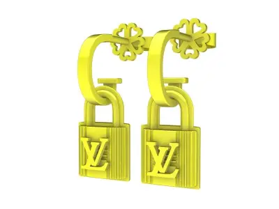 A7498 Luxury Stud Women Lock Earrings 3D Model 3D print model