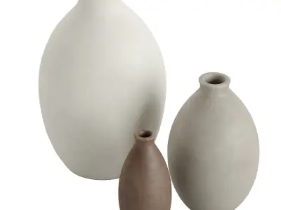 Matte Teardrop Vase Set Of 3 3D model