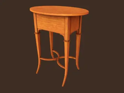Vintage oval side table with drawers  Low-poly 3D model