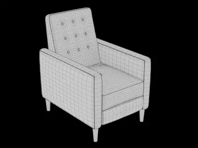 Red Mid Century Modern Recliner 3D model
