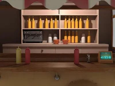Cyberpunk Cafe Van Low-poly 3D model