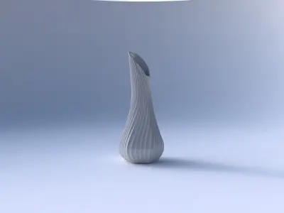 Vase top bent hexagon 2 with wavy extruded lines 4 3D print model