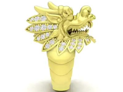 Luxury Dragon Head Men Ring with Diamond Details 3D Model  3849 3D print model