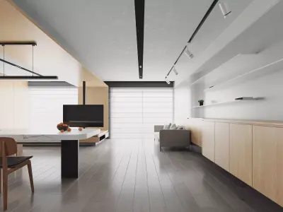 Modern living room dining room interior scenes 413 3D model