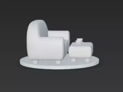 Luxury Sofa Coffee Cups Podium 3D Interior 3D print model
