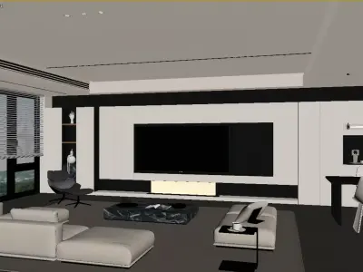 Modern Minimalist Living Room 3D model