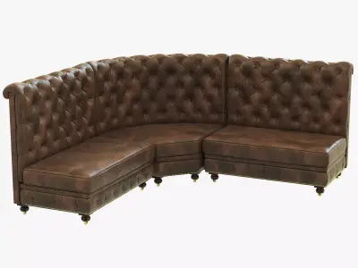 Restoration Hardware Kensington Leather L Banquette 3D model