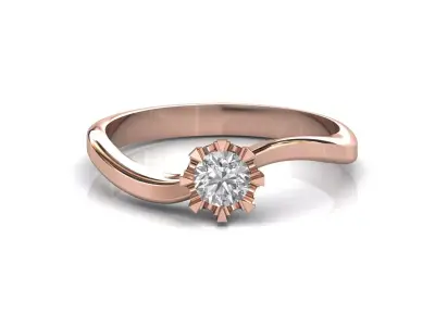 STL 3DM Print Ready Women Diamond Ring Lightweight Printable  3D print model 7
