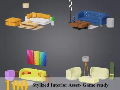 Stylized Interior Game Asset- Game ready 3D model