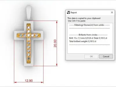 TWO TONED CROSS PENDANT 3D print model