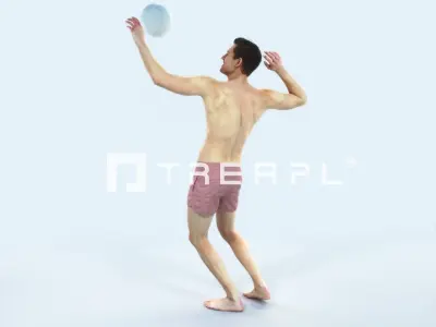 Virtue 04I Beach Serving Sports Man Low-poly 3D model