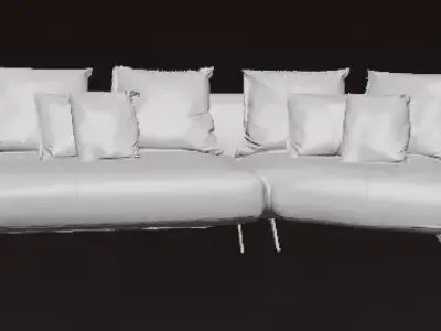 Elegant Cream Sofa Luxury Interior Contemporary Living Room 3D model