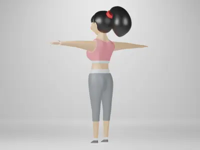 Sport Girl Low-poly 3D model