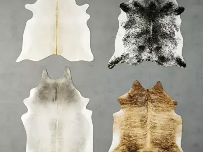 Rugs 8 cowhide rug on concrete wall 3D model