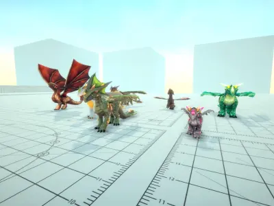 Elemental Dragon Low-poly 3D model