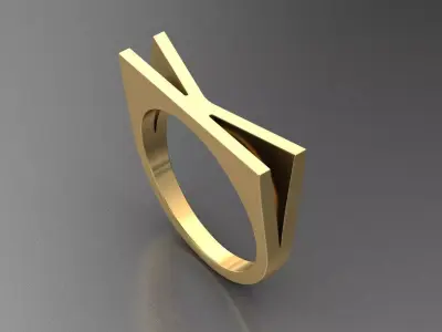 alphabet ring letter K 3D print model