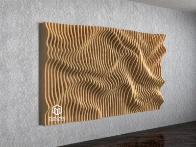 Parametric Wavy Wooden Wall Decor 27- wood cutting machines  3D model