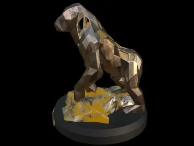 Steampunk Gorilla Rock Low-poly 3D model