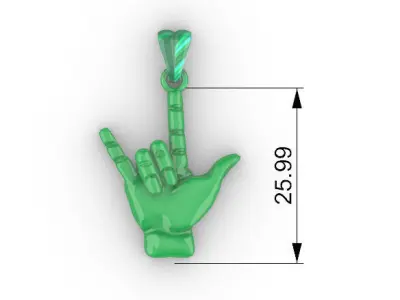  Love You Sign Pendant Necklace Jewelry Charm 3D print model