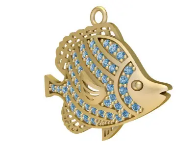 Luxury Fish Pendant Jewelry with Diamonds for Women 1944 3D print model