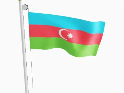 Flag of the Azerbaijan Low-poly 3D model