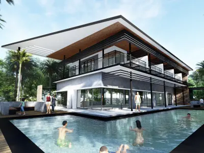 Modern Resthouse or Mansion or Guest House Low-poly 3D model