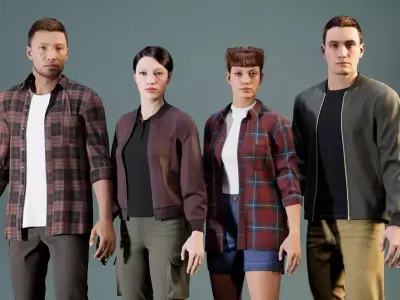 Modular Urban Clothing - Rigged - GameReady Low-poly 3D model