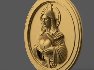 3D Jesus Heart Wall Art STL for Home Decor and Gifts 3D print model