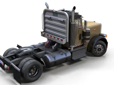 Peterbilt 379 singleaxle truck Low-poly 3D model