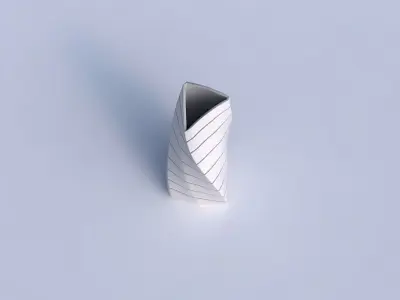Vase twist curved tipping triangle with hard horizontal dents 3D print model