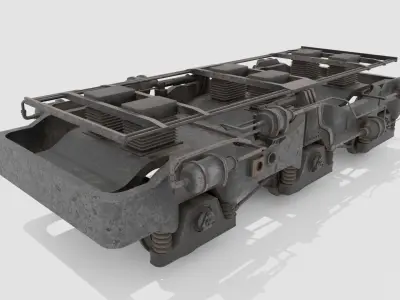 Railway Bogie Low-poly 3D model