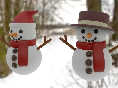 Snowman pack Low-poly 3D model