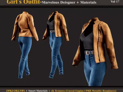 Girls Outfit- MD-Clo3d - Smart Material - Textures - OBJ - FBX 3D model