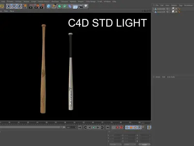 baseball bat wood and steel Low-poly 3D model