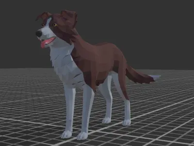 LowPoly Dog - Border Collie Low-poly 3D model