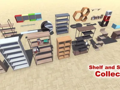 Shelf and Shelving Collection Low-poly 3D model