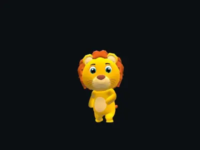 Cartoon Lion Animated Low-poly 3D model