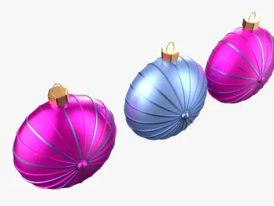 Christmas Tree Ornament Set7 - Pink LightBlue Low-poly 3D model
