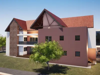 FIVE BEDROOM MANSION Low-poly 3D model