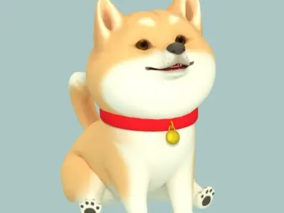 Cartoon Shiba Inu Low-poly 3D model