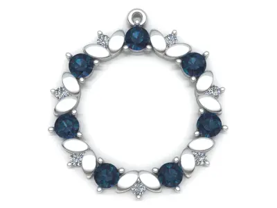 Pendant  circle with diamonds 3D print model