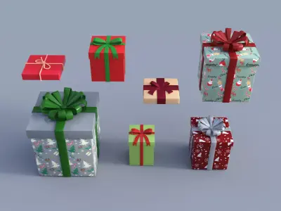 Christmas Gift Pack Low-poly 3D model