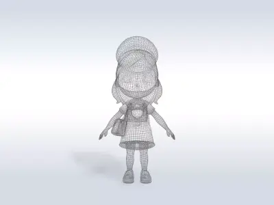3D Cartoon character t pose sport girl gym Low poly 3D model 3D model buy