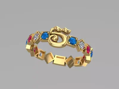 Alphabet Khmer Ring 3D print model