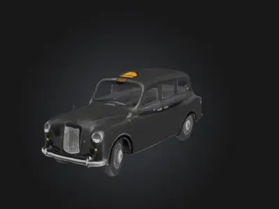 Black London Taxi Low-poly 3D model