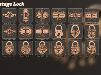 80 Vintage Key and Lock 3D Model   Alpha   Brush 3D model