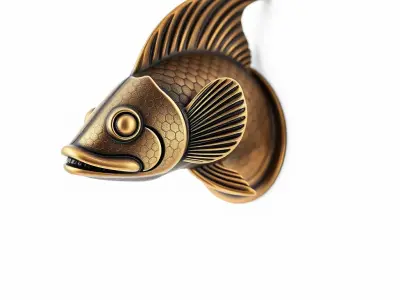 Bronze Fish Head Door Handle Sculpture model pack Low-poly 3D model