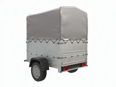 Single axle car trailer with extra walls cover high frame 3D model