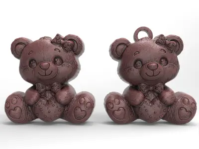love teddy with ribbon bow decor  3D print model