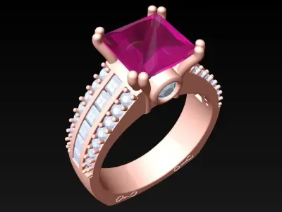 Square Stone Rings - Womens Rings - N152053 3D print model